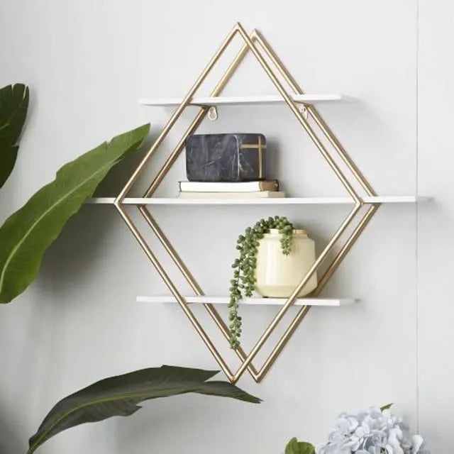 Daimond Shaped Wall Mount Shelf With Three Shelving Unite