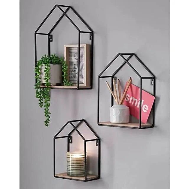 Hut Shaped Wall Mount Shelf Set Of Three