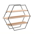 Hexagon Shaped Wall Mount Shelf With Three Shelving Unite