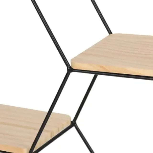 Honey Comb Design Wall Mount Shelf With Three Shelving Unite