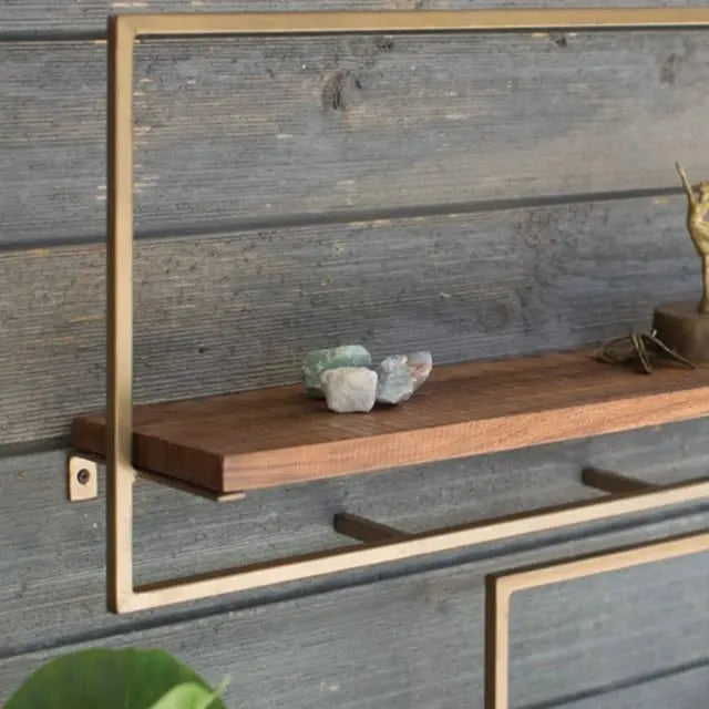 Set Of Two Mango Wood Wall Mount Shelf