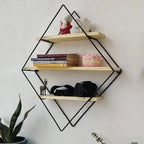 Diamond Shaped Wall Mount Shelf with three shelving unite
