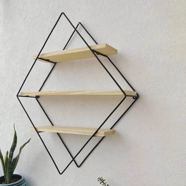 Diamond Shaped Wall Mount Shelf with three shelving unite