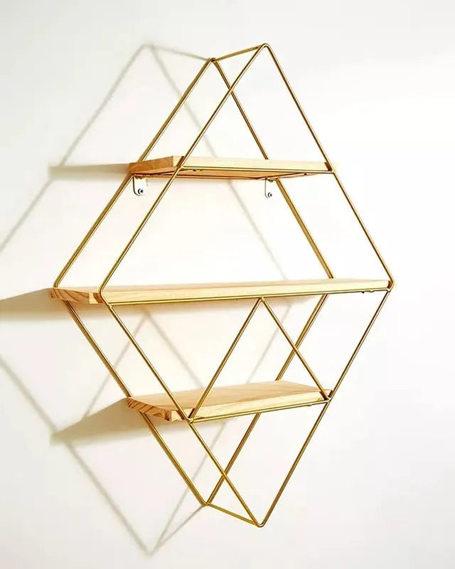 Diamond Shaped Wall Mount Shelf with three shelving unite