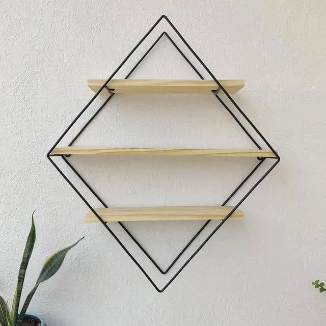 Diamond Shaped Wall Mount Shelf with three shelving unite