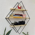 Diamond Shaped Wall Mount Shelf with three shelving unite