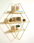 Diamond Shaped Wall Mount Shelf with three shelving unite