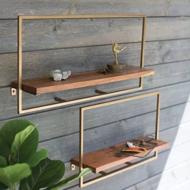 Set Of Two Mango Wood Wall Mount Shelf