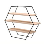 Hexagon Shaped Wall Mount Shelf With Three Shelving Unite
