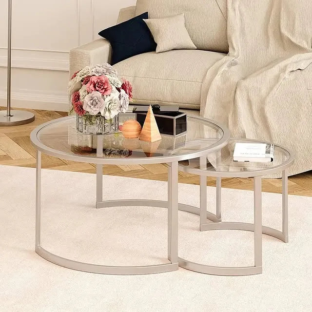 Round Shaped Nesting Table Set Of Two Coffee Table