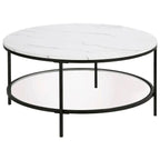 Round Shaped Sofa Side Table, Coffee Table With Dual Shelving Unite