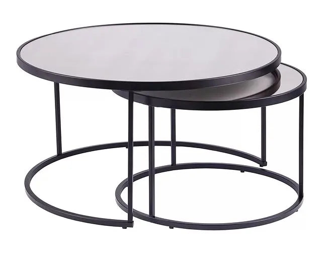 Round Shaped, Mirror Nesting Table Coffee Table