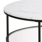 Round Shaped Sofa Side Table, Coffee Table With Dual Shelving Unite