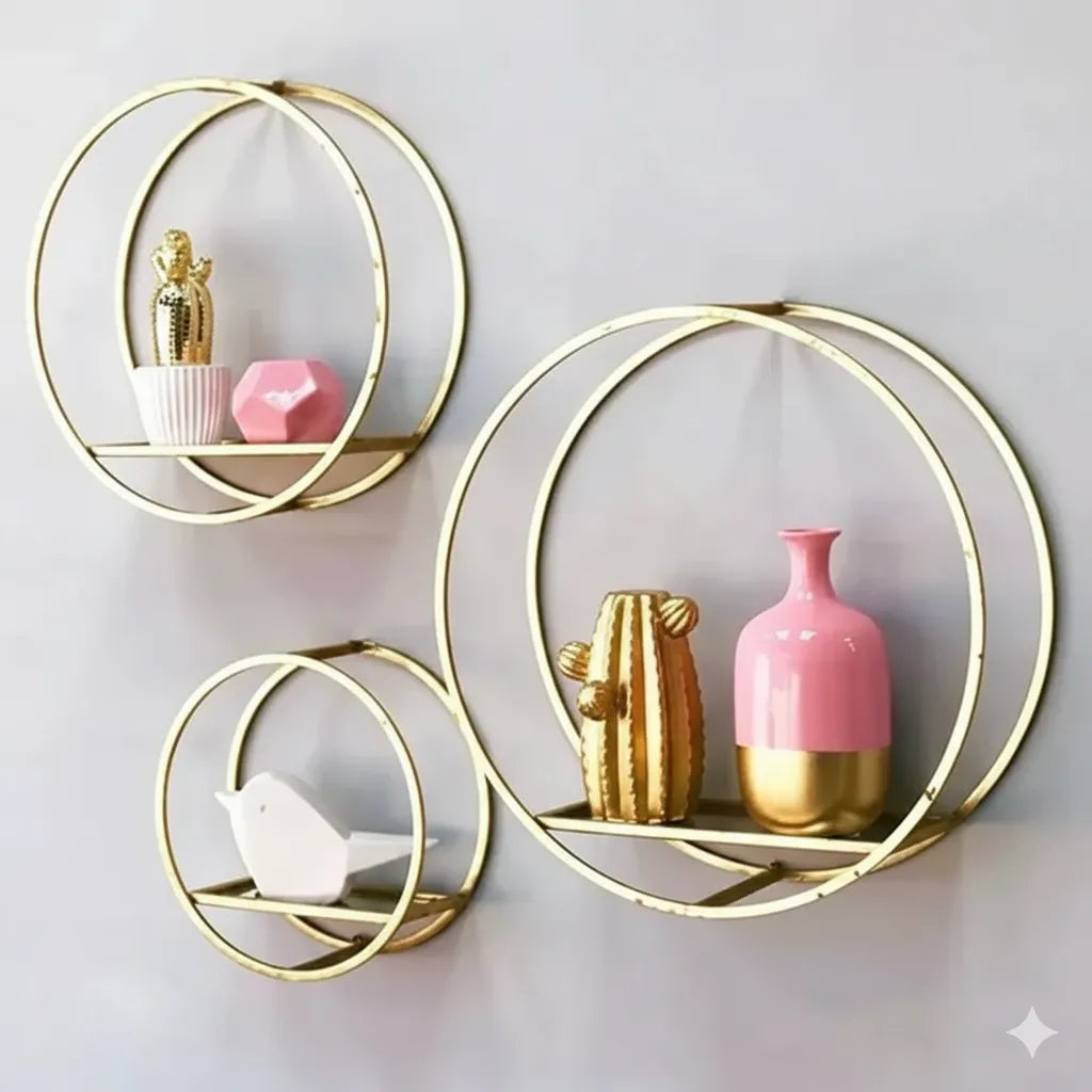 Set Of Three Round Shaped Wall Mount Shelf