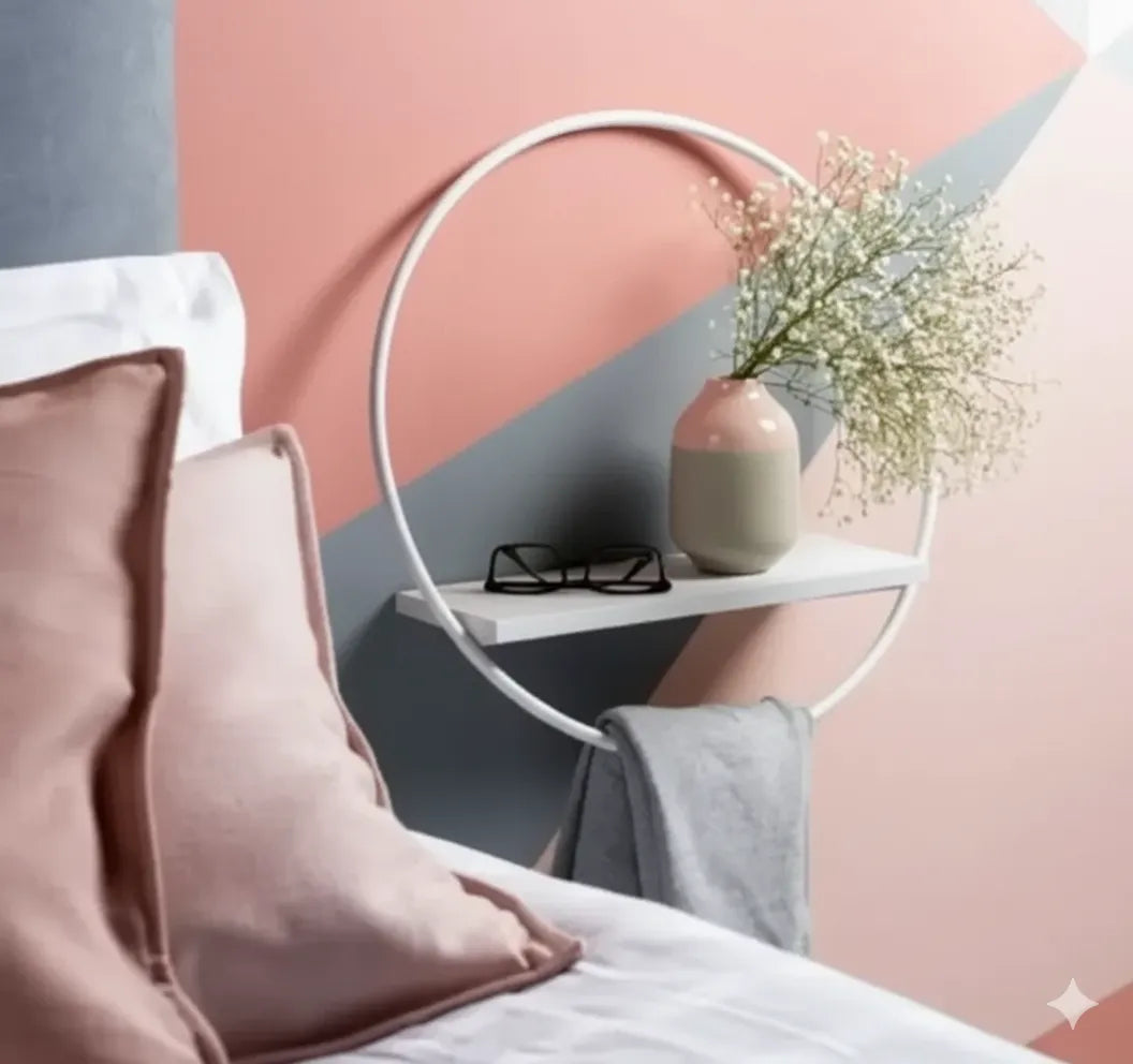 Round Shaped Wall Mount Shelf With Towel Hanger